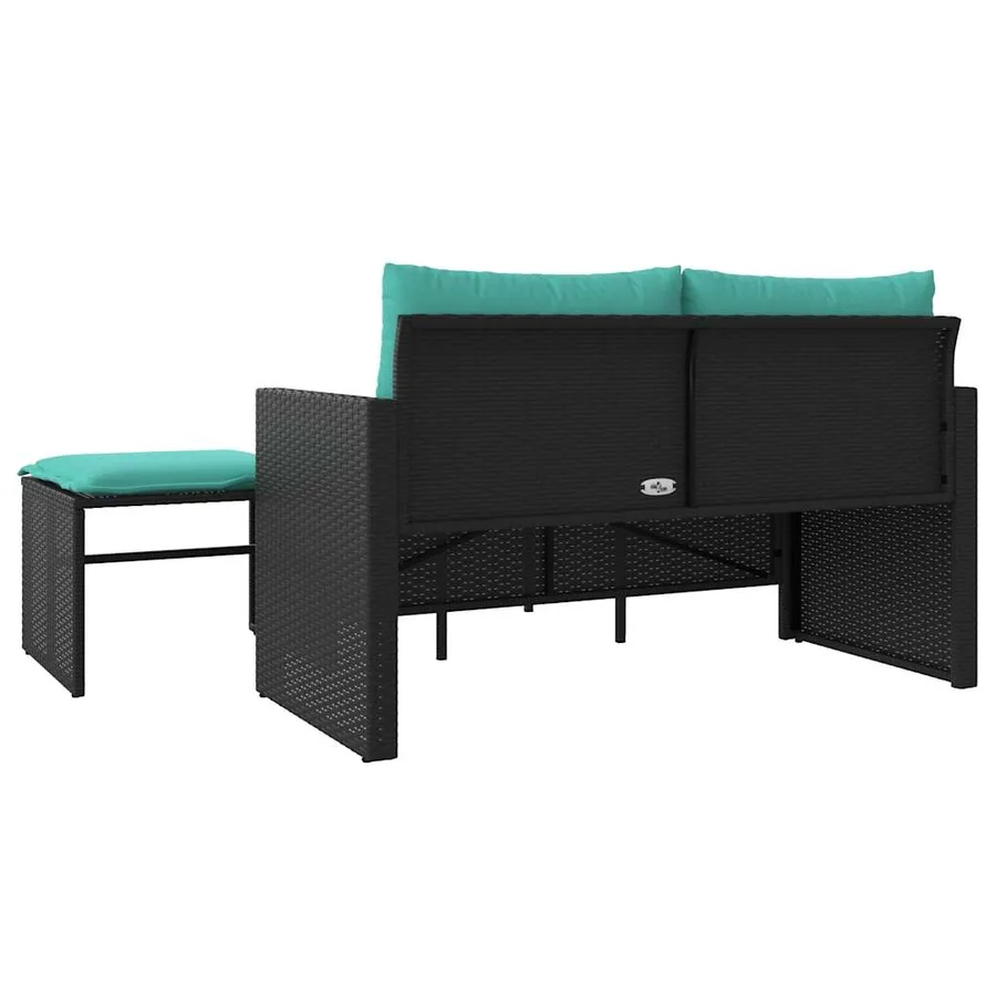 Ensemble de canapé de jardin 3 pcs avec coussins noir résine tressée - 7