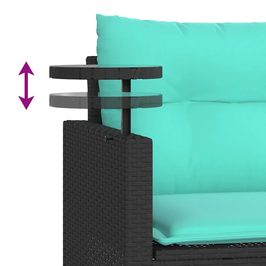 Ensemble de canapé de jardin 3 pcs avec coussins noir résine tressée - 8