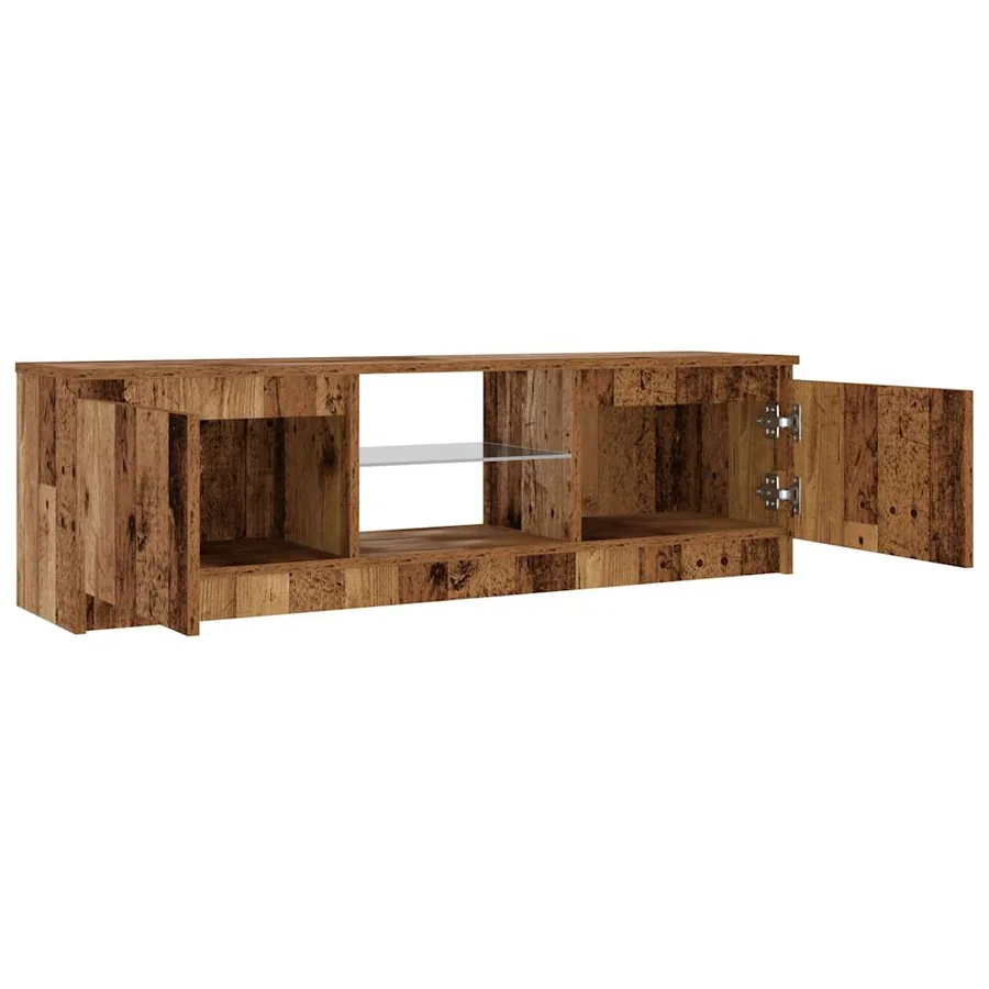 Meuble TV avec lumières LED vieux bois bois d'ingénierie - 10