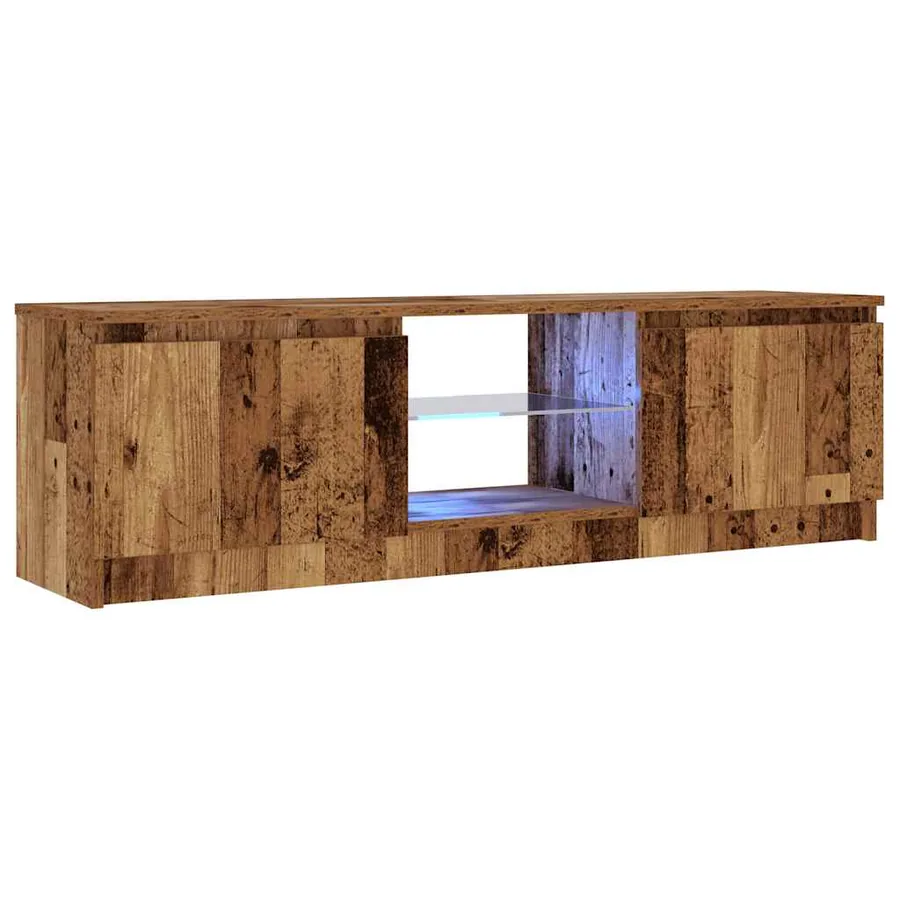 Meuble TV avec lumières LED vieux bois bois d'ingénierie - 5