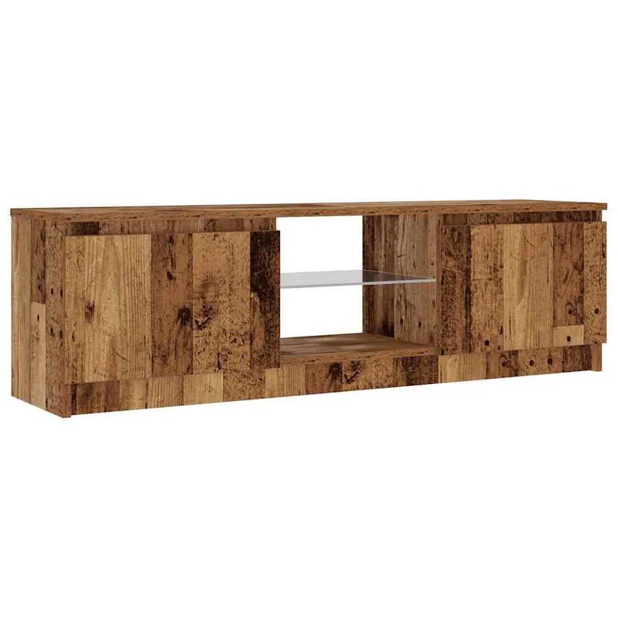 Meuble TV avec lumières LED vieux bois bois d'ingénierie - 6