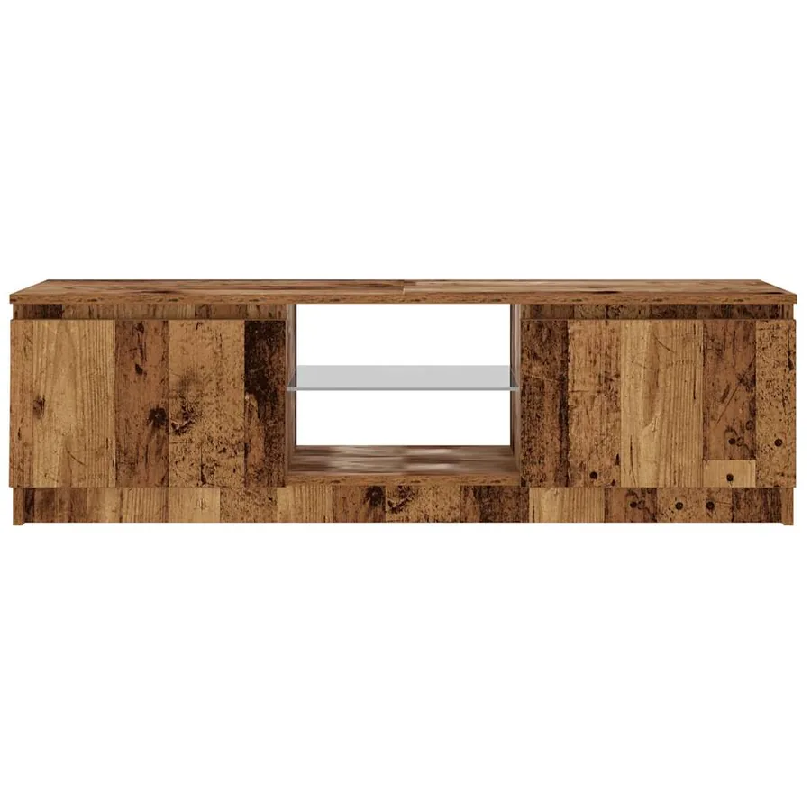 Meuble TV avec lumières LED vieux bois bois d'ingénierie - 7
