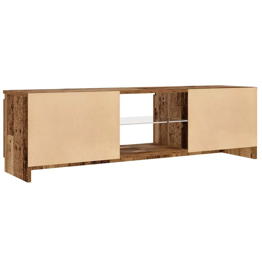 Meuble TV avec lumières LED vieux bois bois d'ingénierie - 9