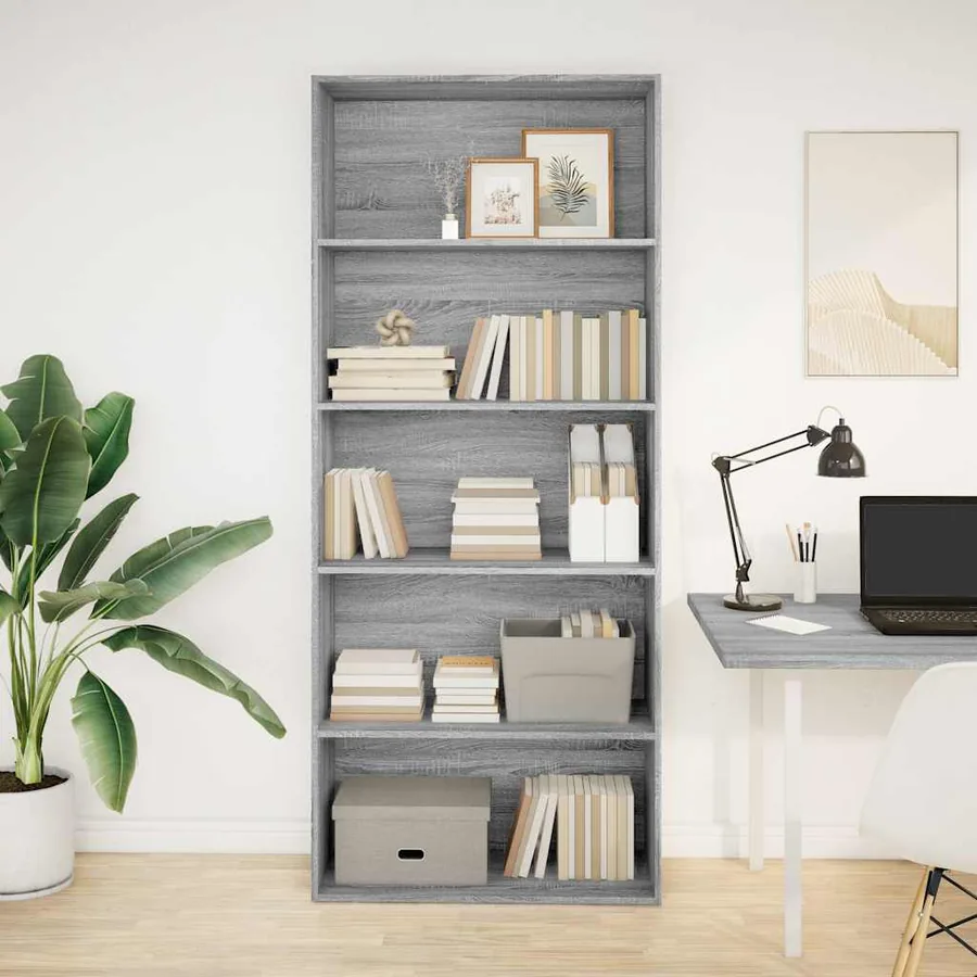 Bibliothèque sonoma gris 80x30x189 cm bois d'ingénierie - 3