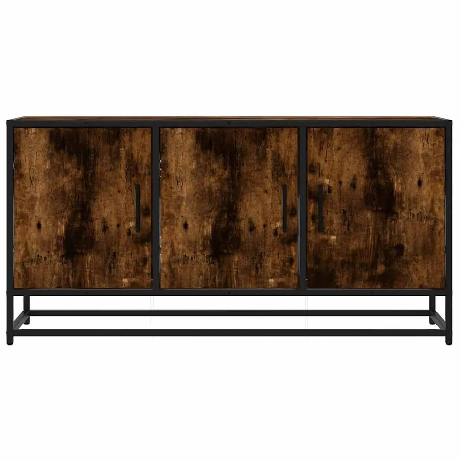 Meuble TV chêne fumé 100x35x50 cm bois d'ingénierie et métal - 4
