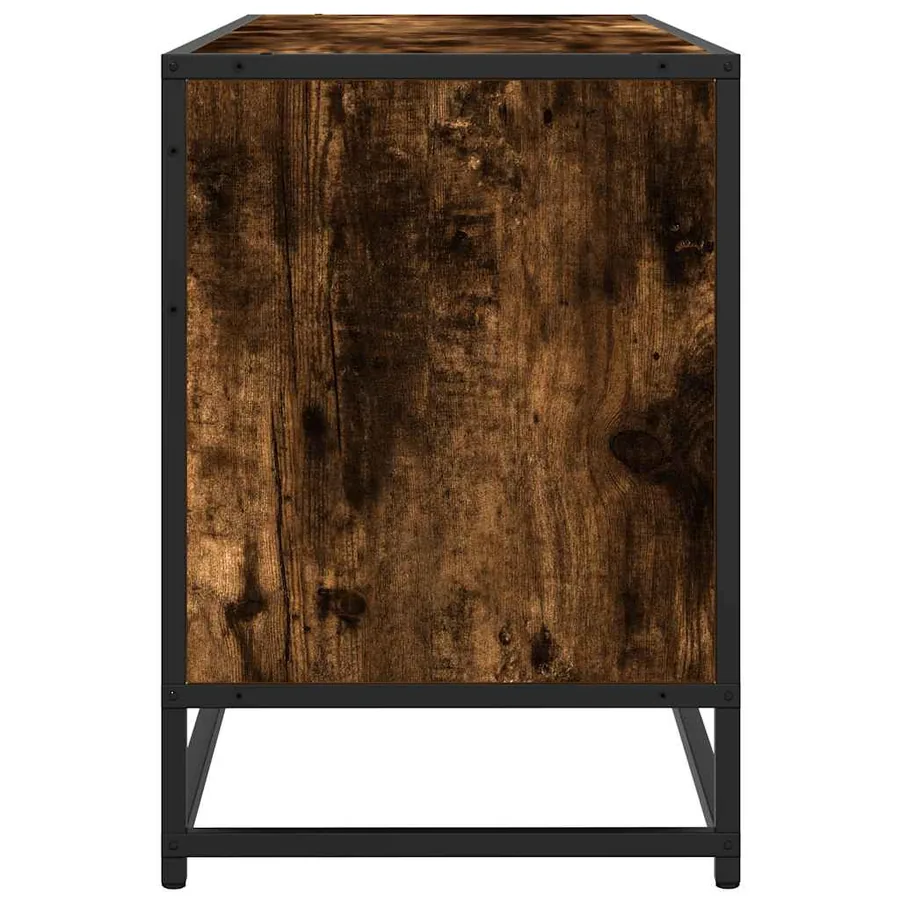 Meuble TV chêne fumé 100x35x50 cm bois d'ingénierie et métal - 5