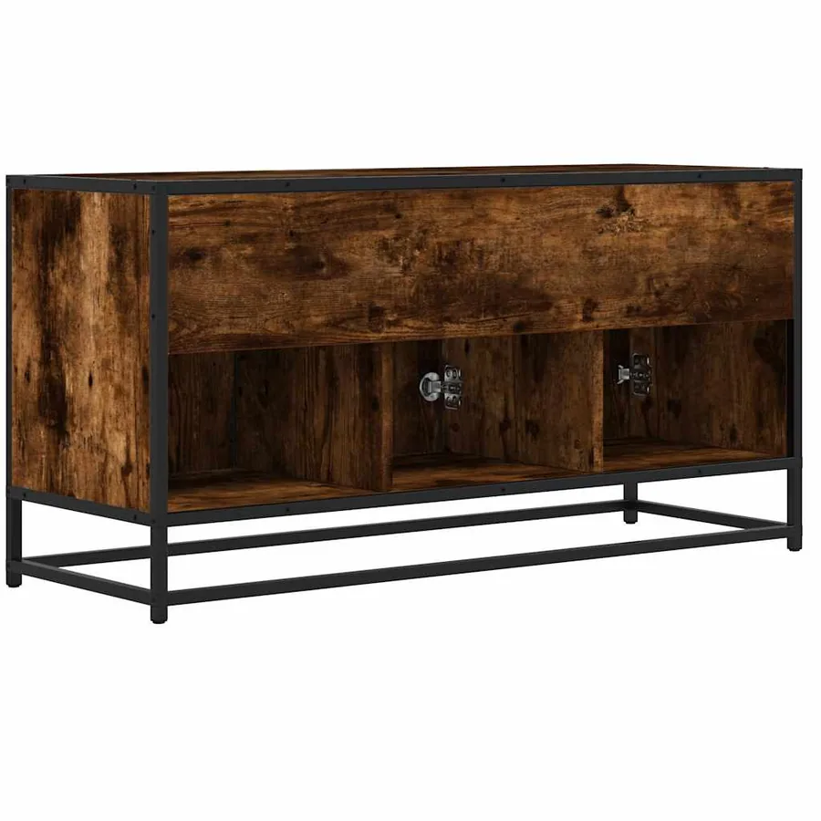 Meuble TV chêne fumé 100x35x50 cm bois d'ingénierie et métal - 6