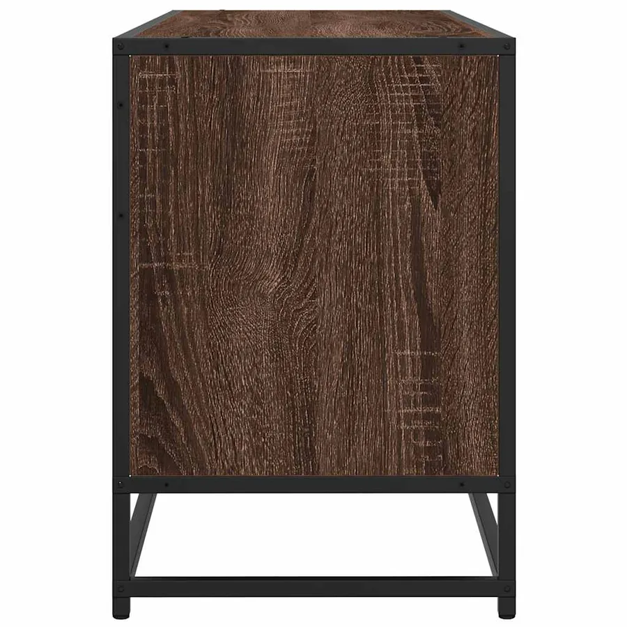 Meuble TV chêne marron 100x35x50 cm bois d'ingénierie et métal - 5