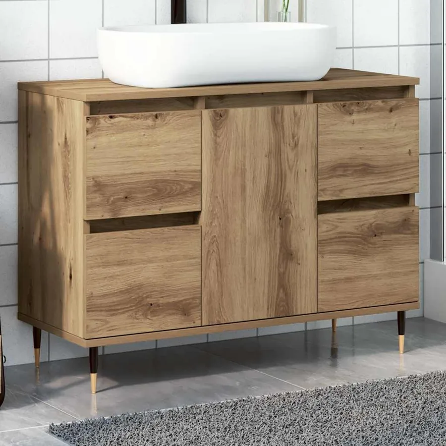 Armoire de salle de bain chêne artisanal bois d'ingénierie