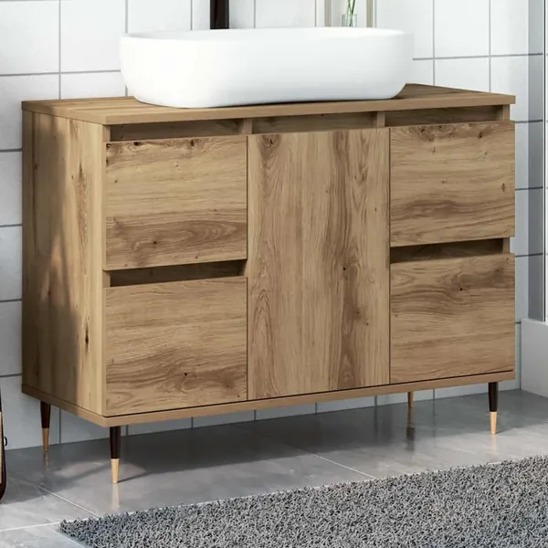 Armoire de salle de bain chêne artisanal bois d'ingénierie