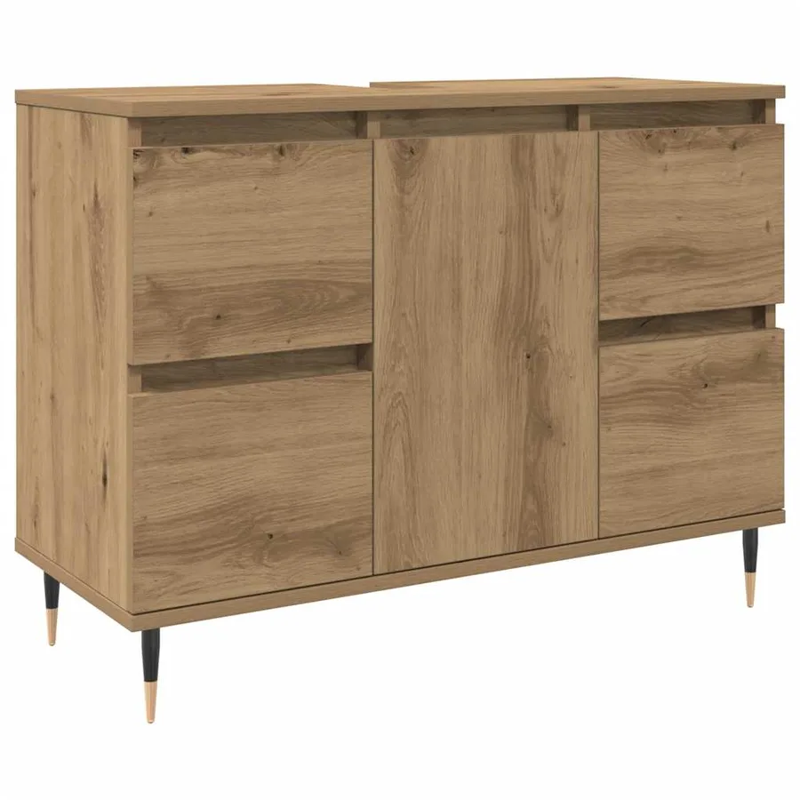 Armoire de salle de bain chêne artisanal bois d'ingénierie - 2