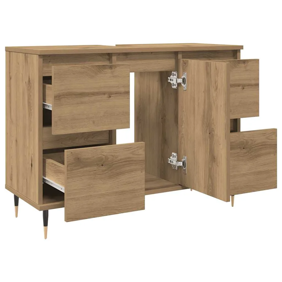 Armoire de salle de bain chêne artisanal bois d'ingénierie - 8