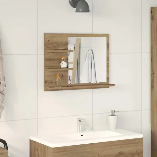 Armoire à miroir salle de bain chêne artisanal 60x10,5x45 cm