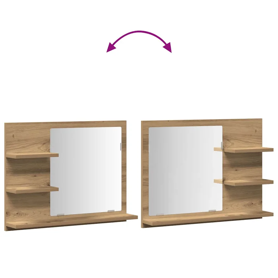 Armoire à miroir salle de bain chêne artisanal 60x10,5x45 cm - 7