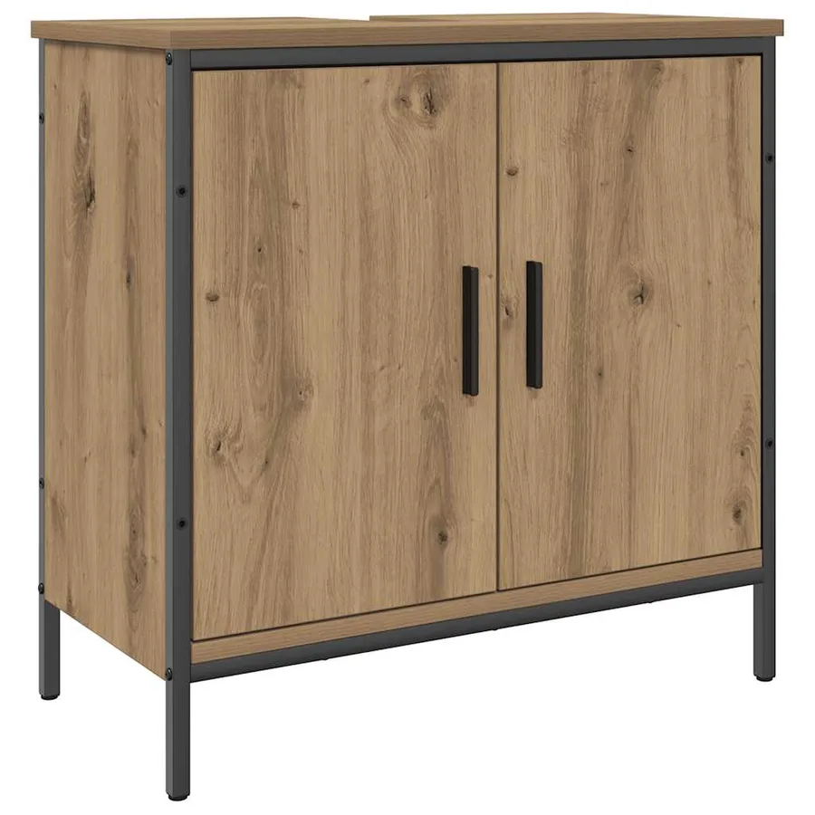 Armoire lavabo chêne artisanal 60x30x60 cm bois d'ingénierie - 2