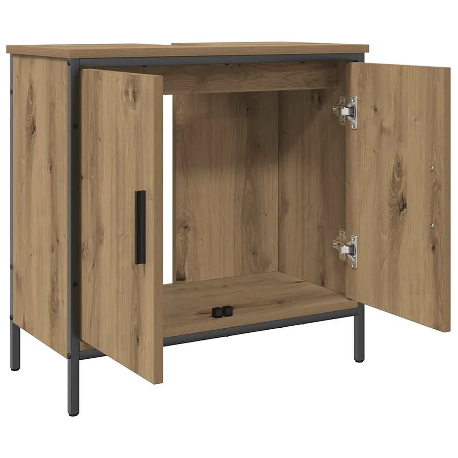 Armoire lavabo chêne artisanal 60x30x60 cm bois d'ingénierie - 4