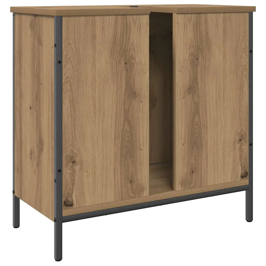 Armoire lavabo chêne artisanal 60x30x60 cm bois d'ingénierie - 5