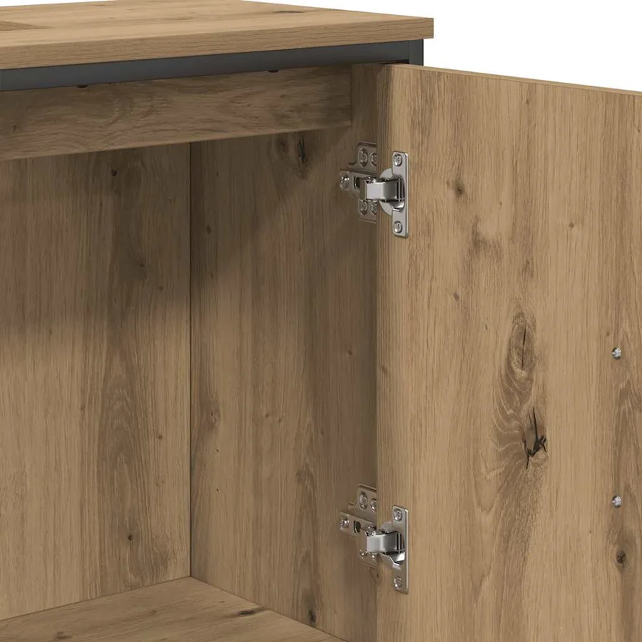 Armoire lavabo chêne artisanal 60x30x60 cm bois d'ingénierie - 8