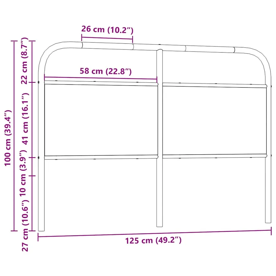 Tête de lit de remplacement chêne sonoma 120 cm acier et bois d'ingénierie - 7