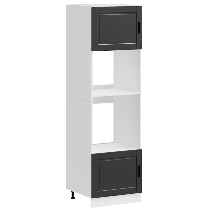 Armoires de four 2 pcs Porto noir bois d'ingénierie - 2