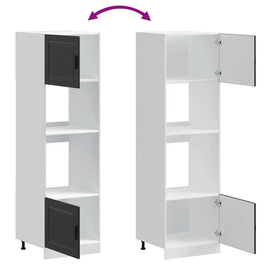 Armoires de four 2 pcs Porto noir bois d'ingénierie - 8