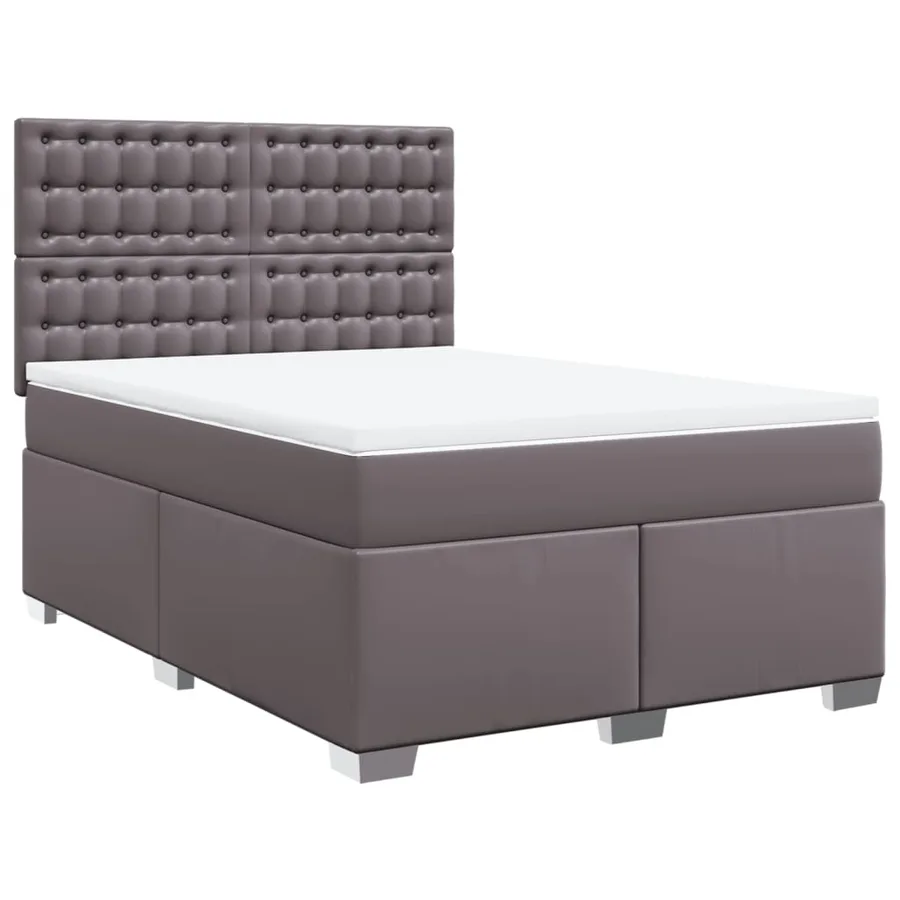 Sommier à lattes de lit avec matelas Gris 140x190 cm Similicuir - 2
