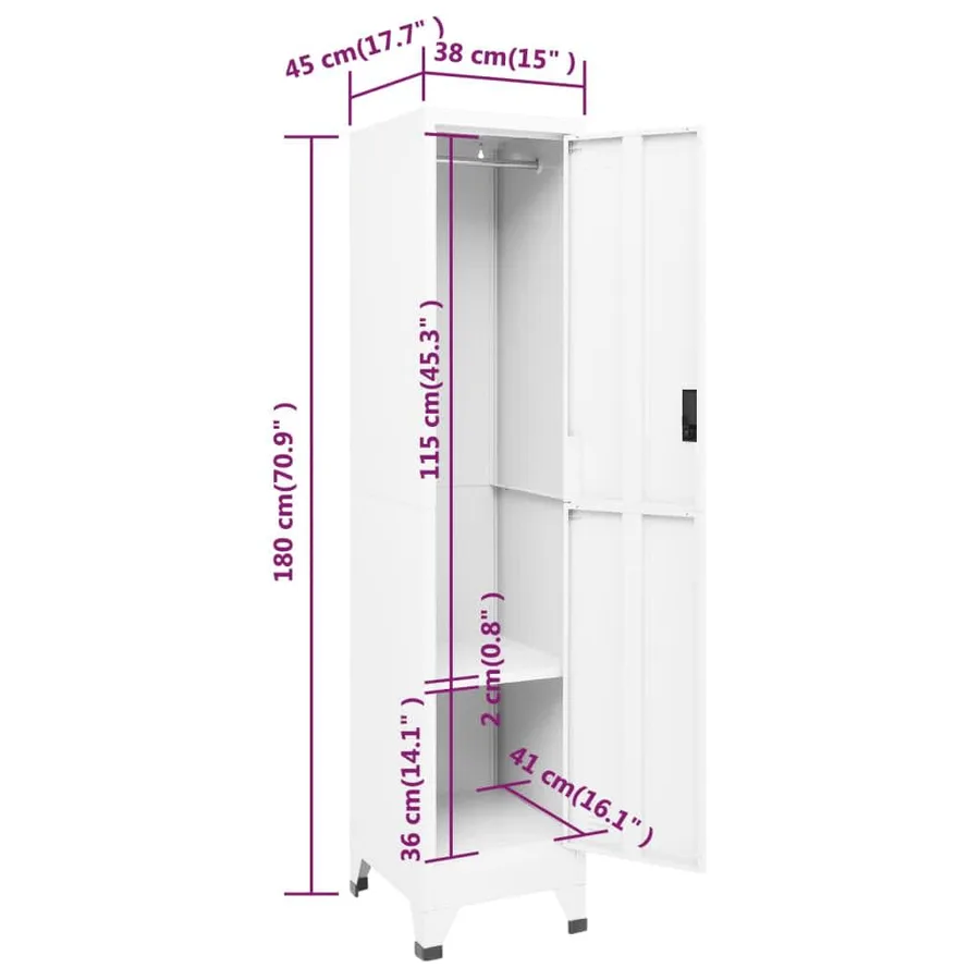 Armoire à casiers Blanc 38x45x180 cm Acier - 8