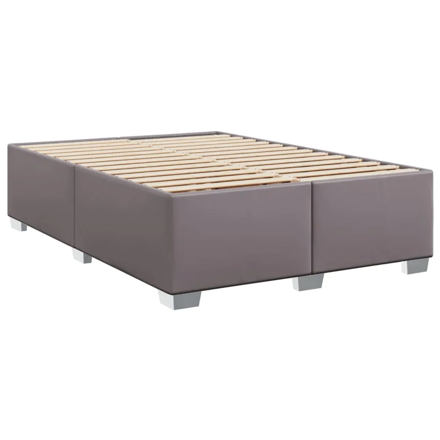 Sommier à lattes de lit avec matelas Gris 140x190 cm Similicuir - 5