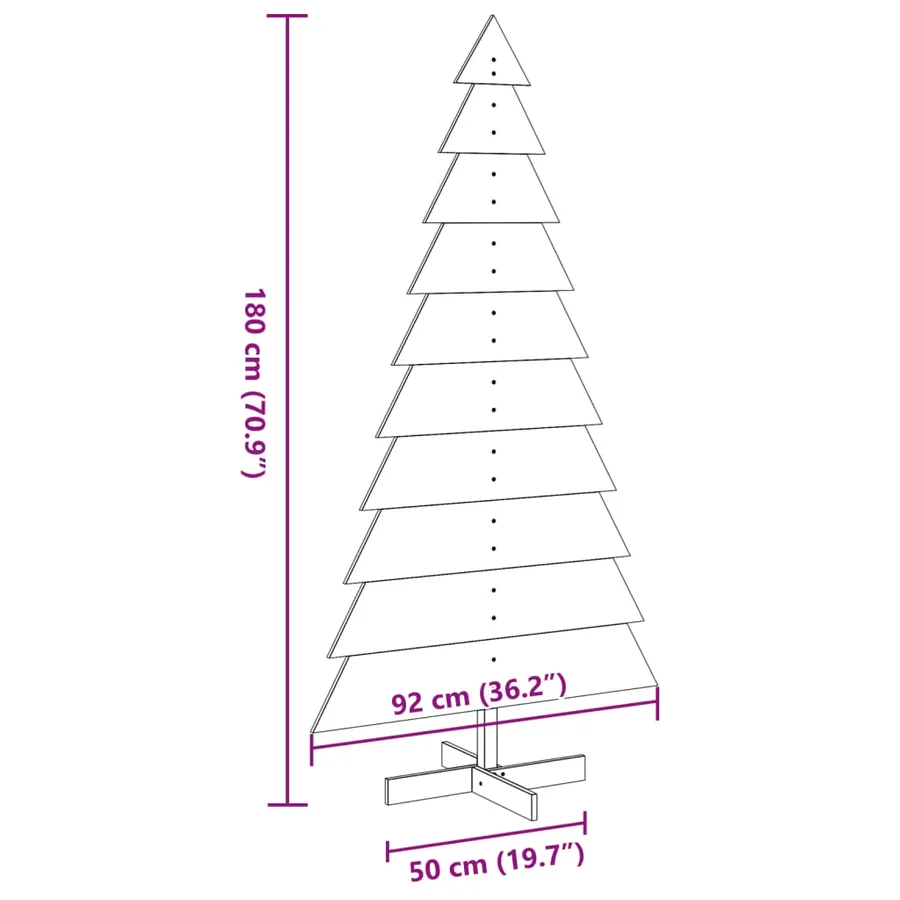 Arbre de Noël en bois pour décoration 180 cm bois massif de pin - 8