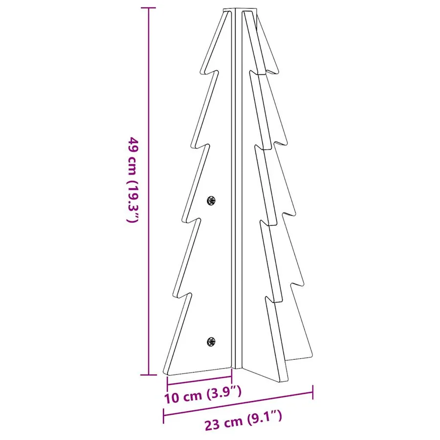 Arbre de Noël en bois pour décoration 49 cm bois de pin massif - 8