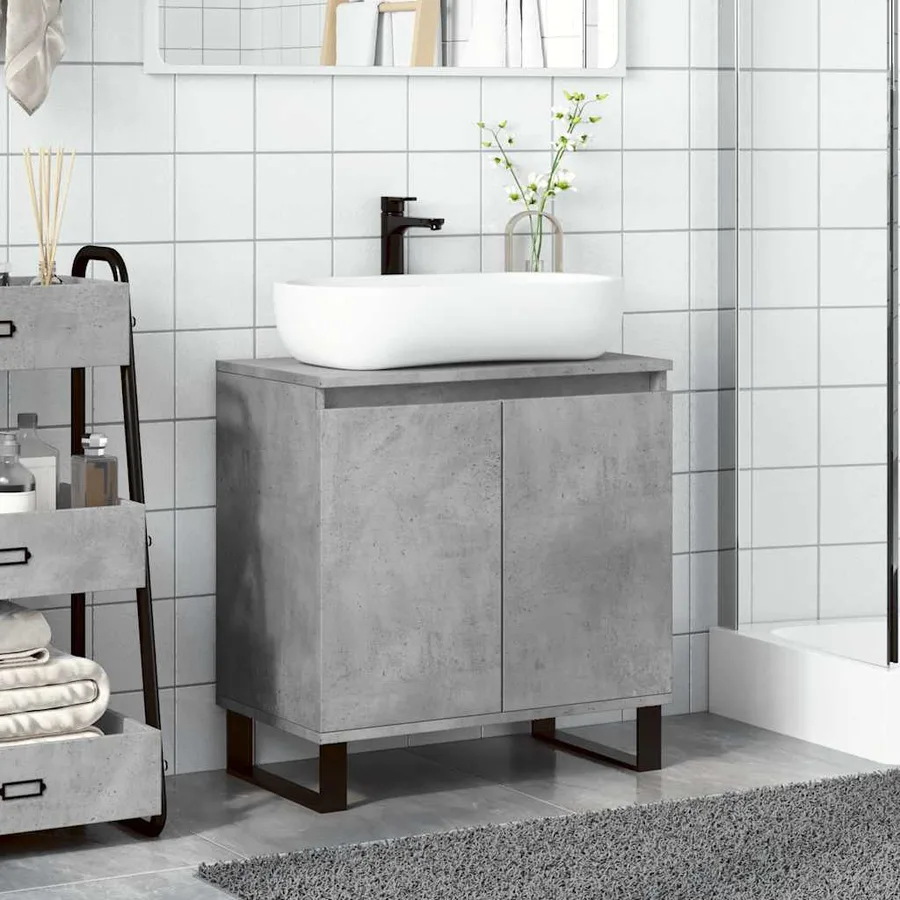 Armoire de bain gris béton 58x33x60 cm bois d'ingénierie - 3