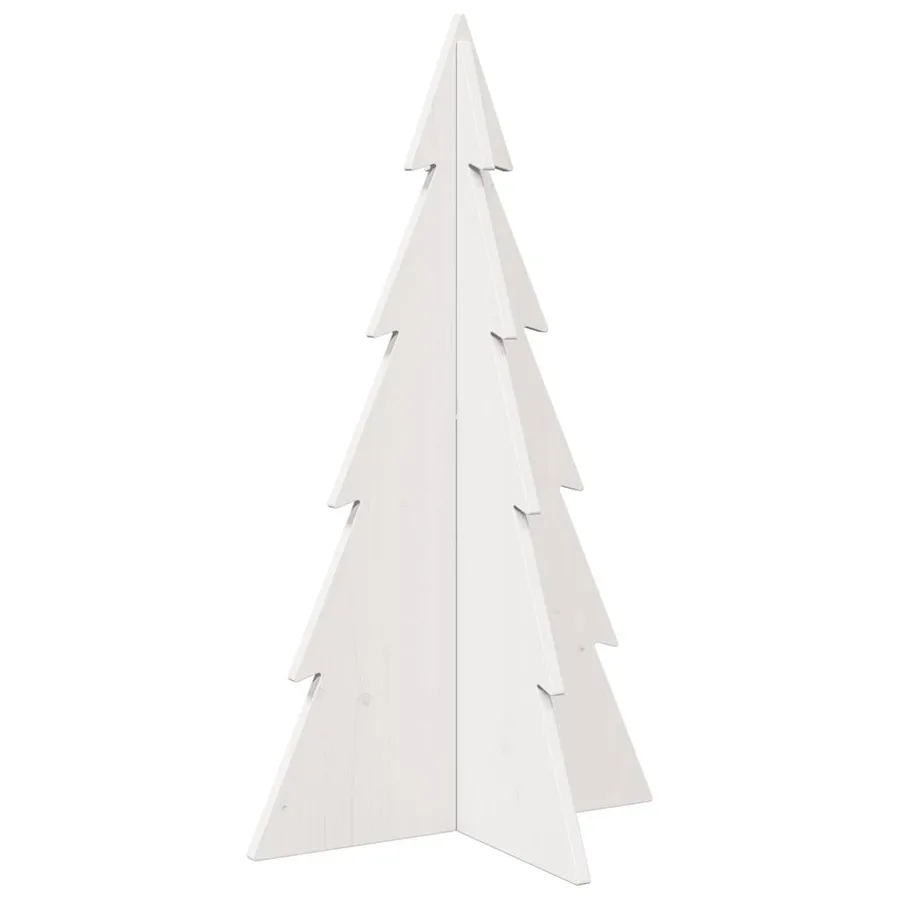 Arbre de Noël en bois pour décoration blanc 80 cm pin massif - 2