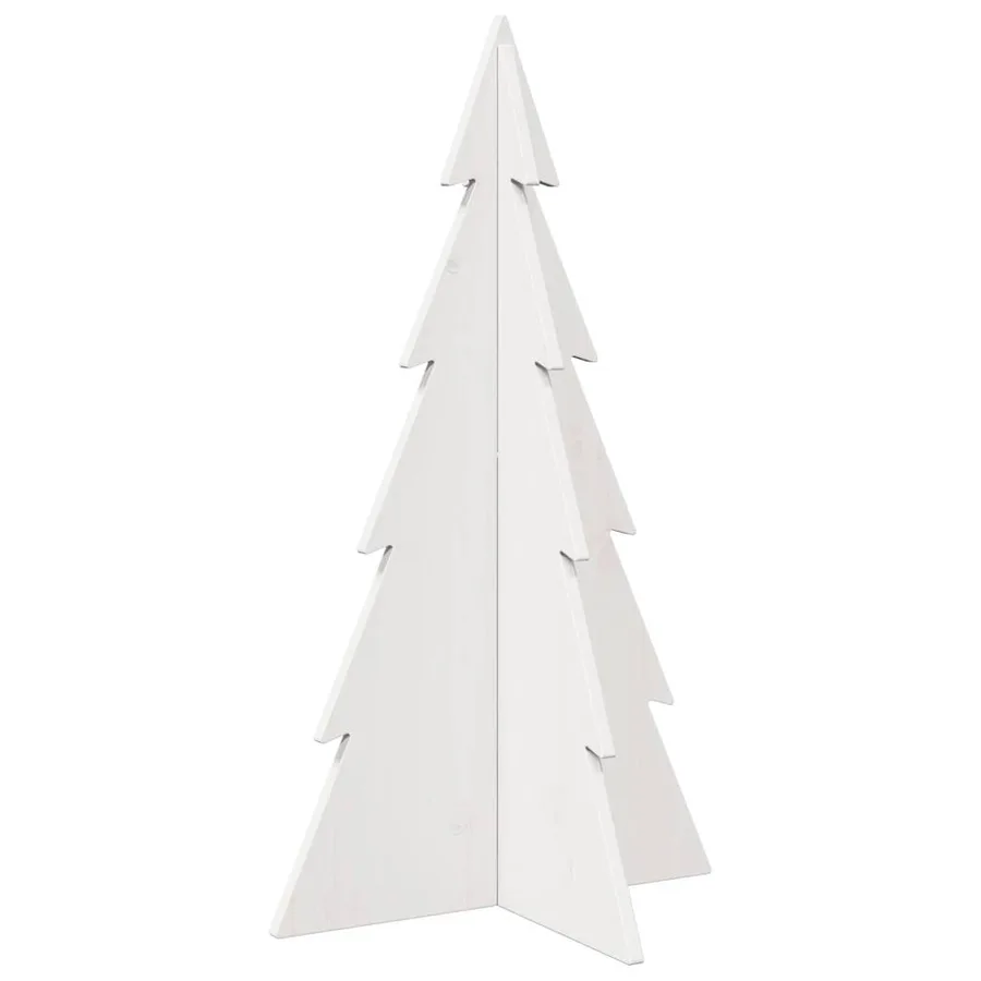 Arbre de Noël en bois pour décoration blanc 80 cm pin massif - 5