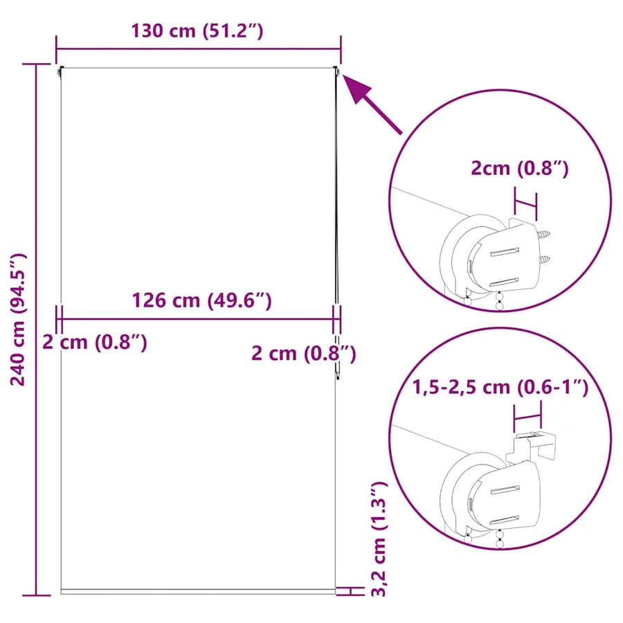 Store enrouleur de douche 130x240 cm largeur du tissu 126 cm - 15