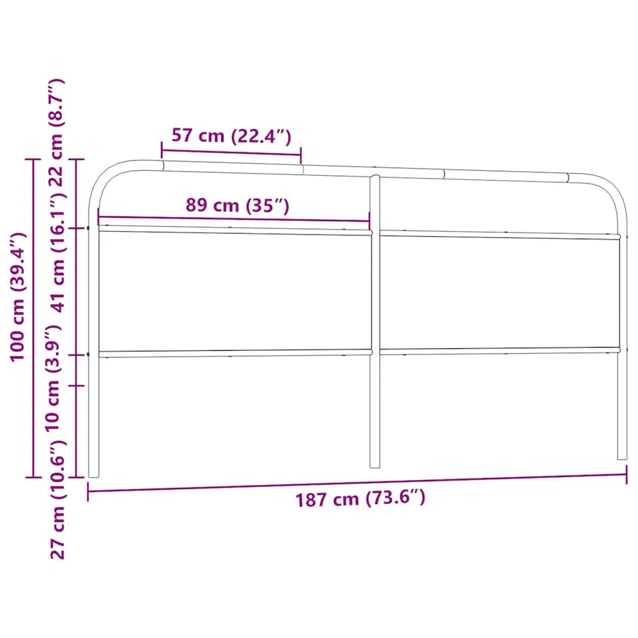 Tête de lit de remplacement chêne sonoma 180 cm acier et bois d'ingénierie - 7