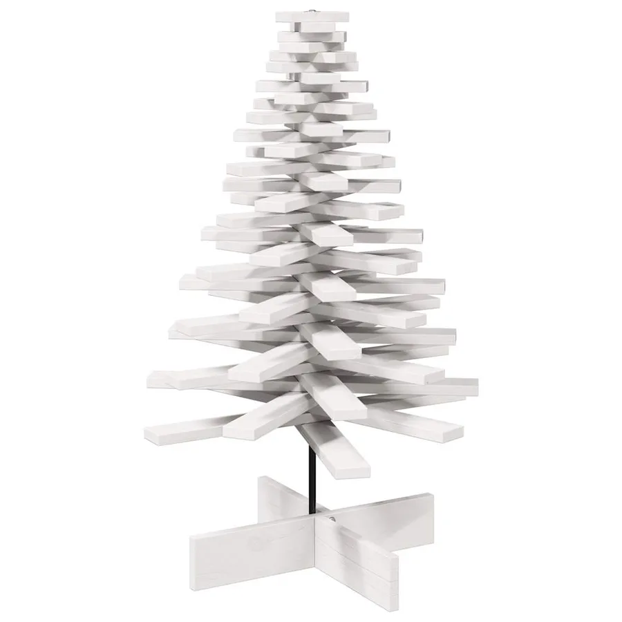 Arbre de Noël en bois pour décoration blanc 100 cm pin massif - 2
