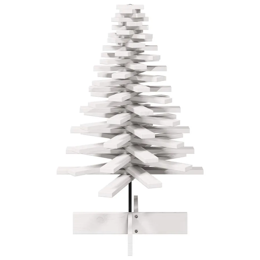 Arbre de Noël en bois pour décoration blanc 100 cm pin massif - 3