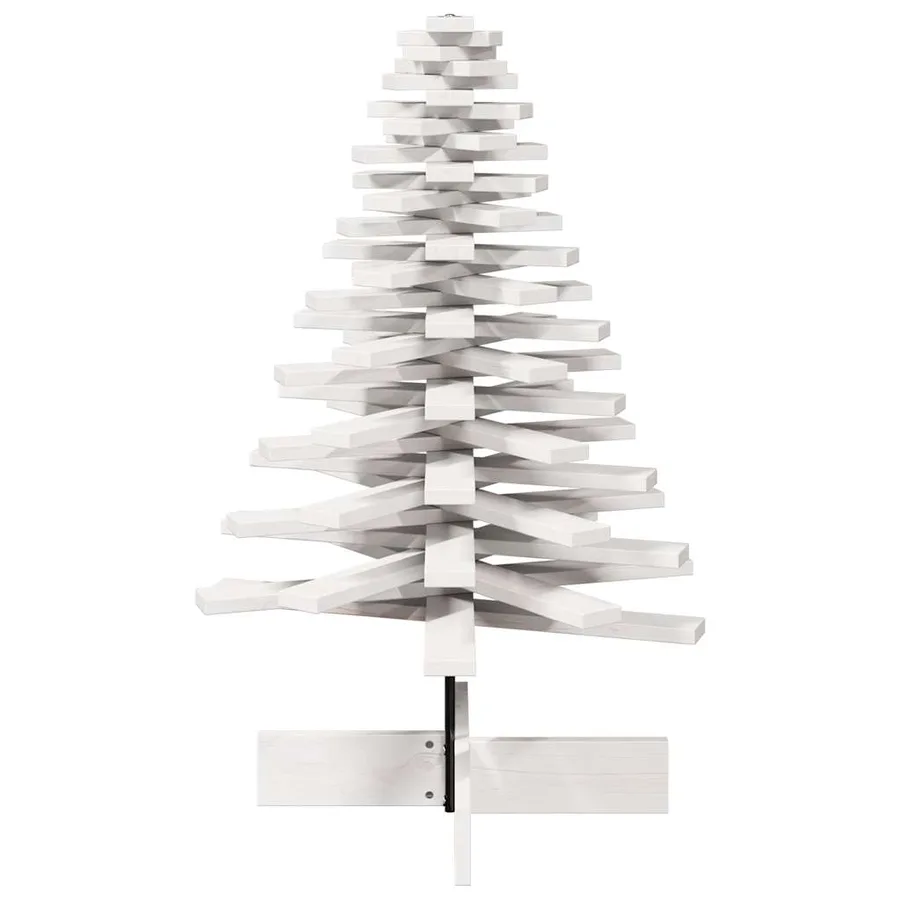 Arbre de Noël en bois pour décoration blanc 100 cm pin massif - 4