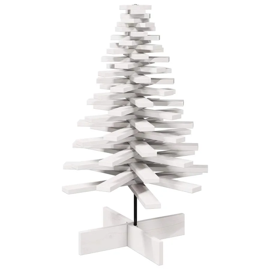 Arbre de Noël en bois pour décoration blanc 100 cm pin massif - 5