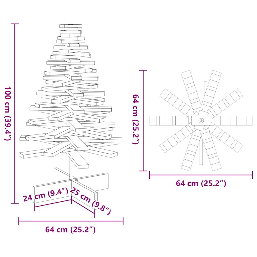 Arbre de Noël en bois pour décoration blanc 100 cm pin massif - 8