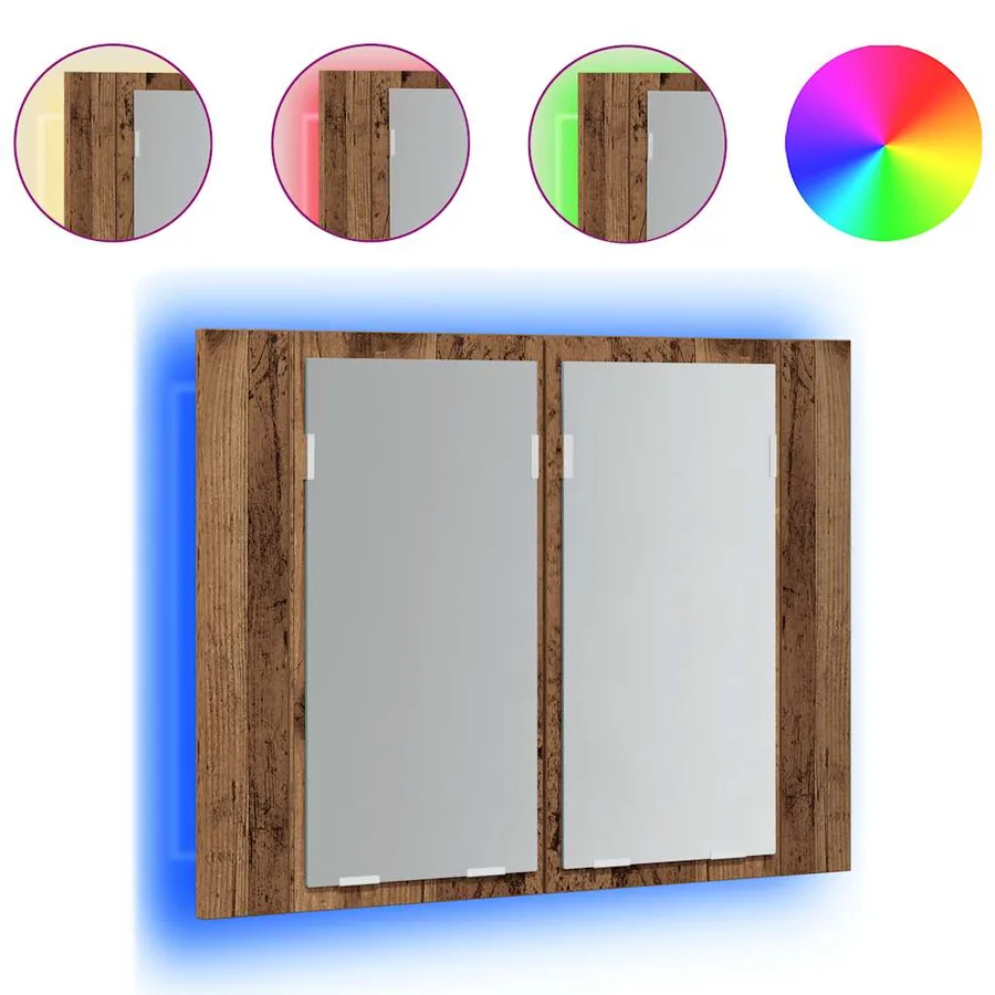Armoire à miroir LED vieux bois 60x12x45 cm bois d'ingénierie - 2