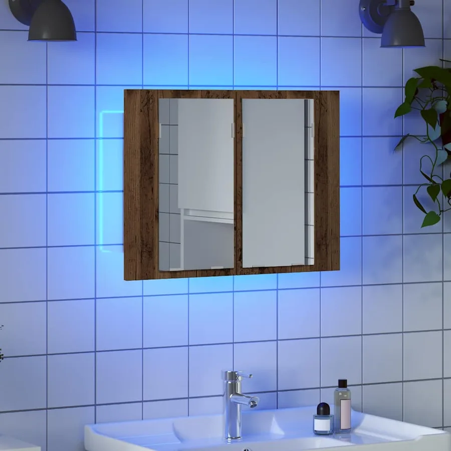 Armoire à miroir LED vieux bois 60x12x45 cm bois d'ingénierie - 3