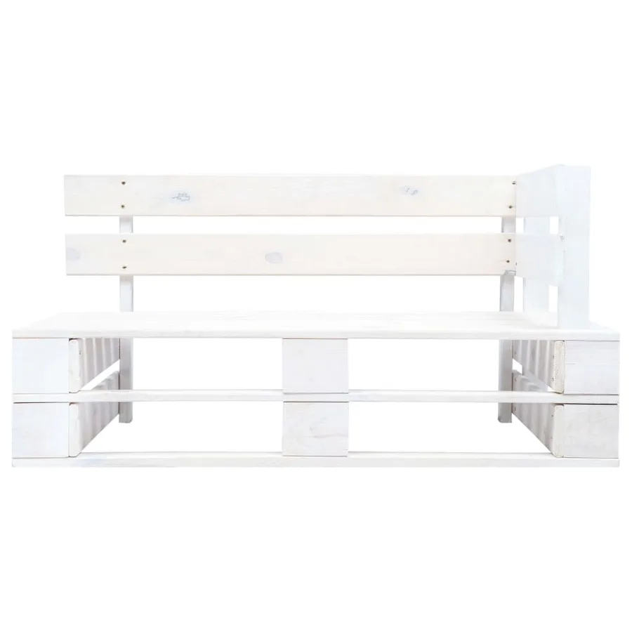 Banc d'angle palette de jardin bois blanc - 2