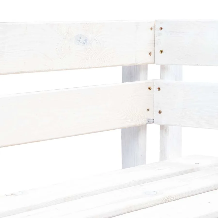 Banc d'angle palette de jardin bois blanc - 3