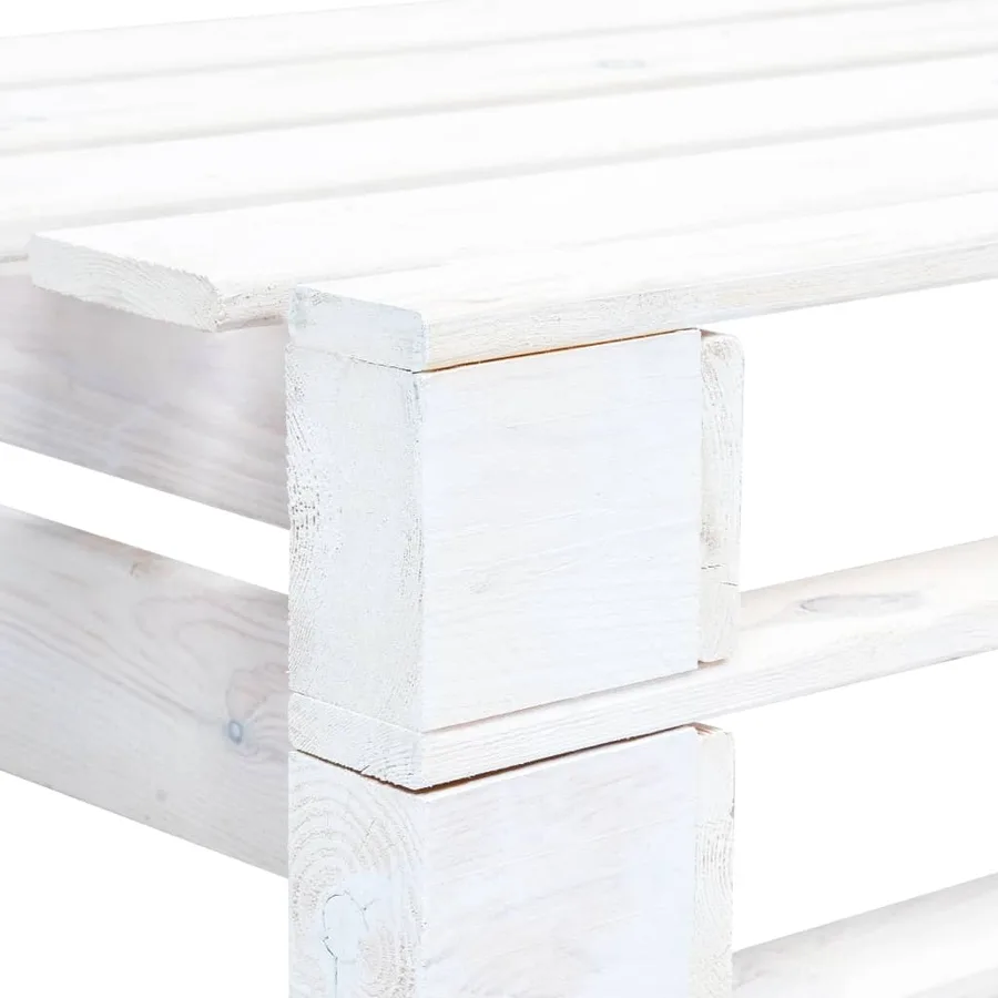 Banc d'angle palette de jardin bois blanc - 4
