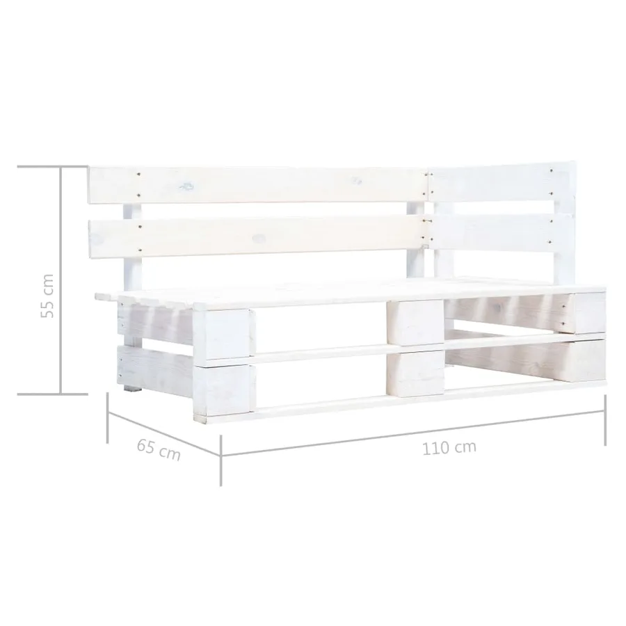 Banc d'angle palette de jardin bois blanc - 5
