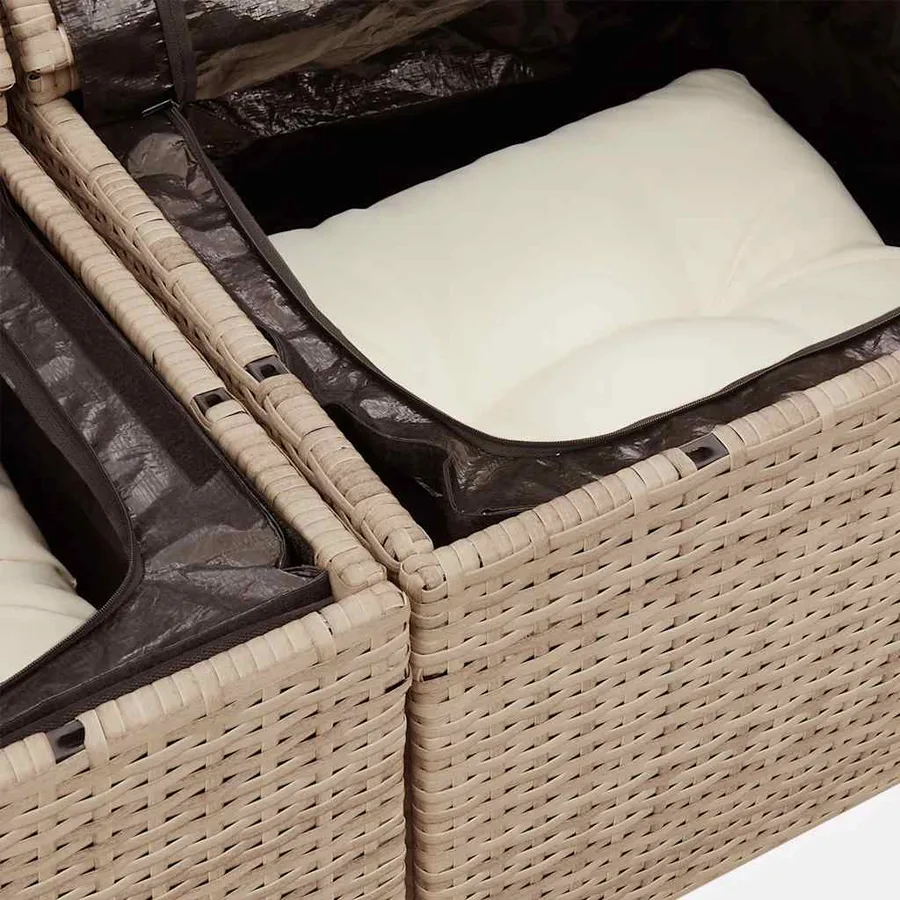 Salon de jardin 11 pcs avec coussins beige résine tressée - 15