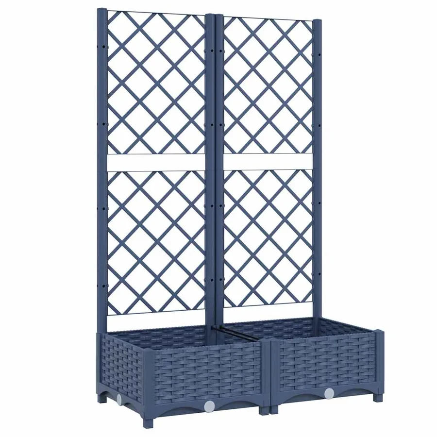Jardinière de jardin avec treillis Bleu Gris 80x40x121,5 cm PP - 2