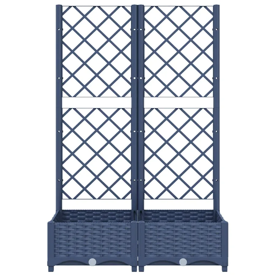Jardinière de jardin avec treillis Bleu Gris 80x40x121,5 cm PP - 3