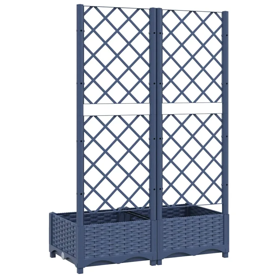 Garden planter with trellis Blue Grey 80x40x121.5 cm PP - 4